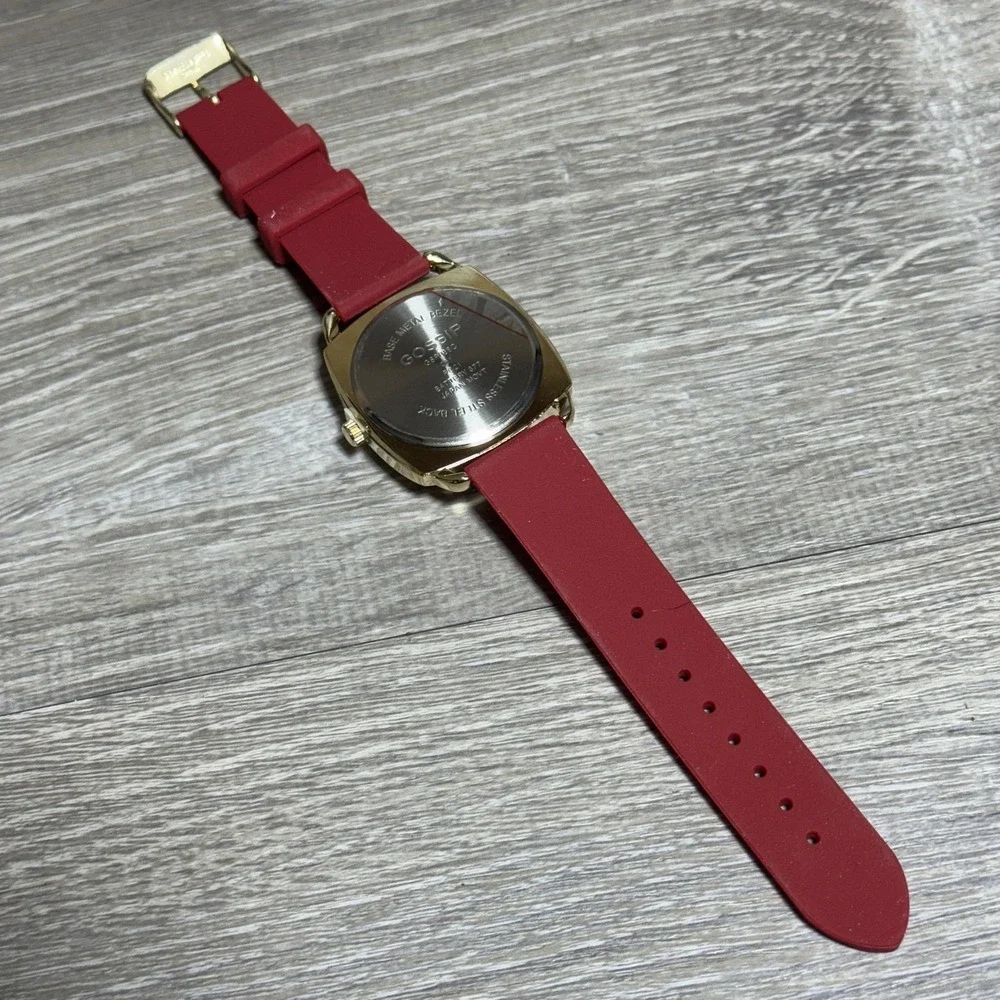Gossip Watch Womens Red‎ Silicone Band Gold Tone Quartz Japan Movt GSP888C Box